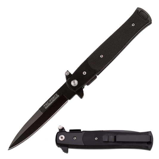 Tac-Force Spring Assisted Stiletto Pocket Knife G-10 Handle Black TF428G10