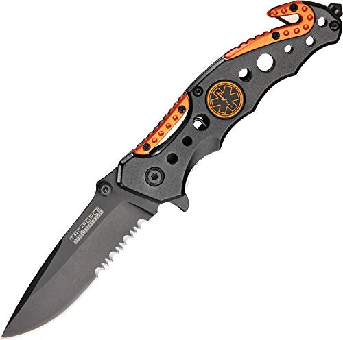 TAC Force TF-723 Series Assisted Opening Tactical Folding Knife, Black Half-Serrated Blade, 4-1/2-Inch Closed