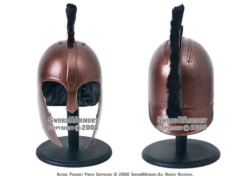 Medieval Achilles Troy Helmet - Armor Helmet with Black Crest, One Size, order Fits Most, Black, 17.5