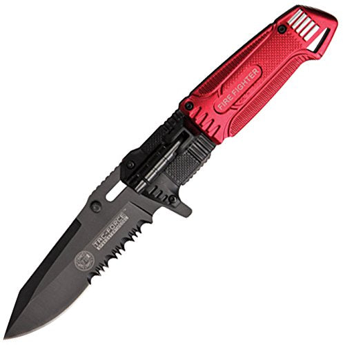 TAC Force TF-749EM Spring Assist Folding Knife, Black Half-Serrated Blade, Two-Tone Handle, 4.75-Inch Closed