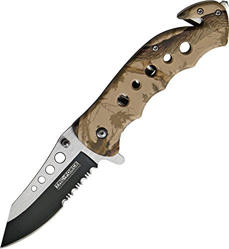 TAC Force TF-498 Series Spring Assist Folding Knife, Half-Serrated Blade, 4.5-Inch Closed