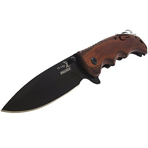 8.25" ELK RIDGE EDC BROWN PAKKAWOOD ASSISTED TACTICAL FOLDING KNIFE Blade