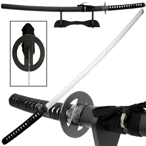 Ace Martial Arts Supply Reverse Blade Katana with Stand, Black