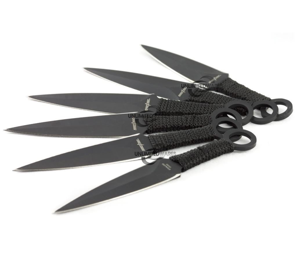 6 Piece Kunai Throwing Knife Set 6.5-Inch Overall