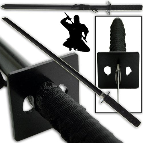 Stealth Black Ninja Sword with Classic Square Guard