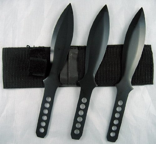 Ace Martial Arts Supply Throwing Knives Set with Free Nylon Case (3-Piece), Black