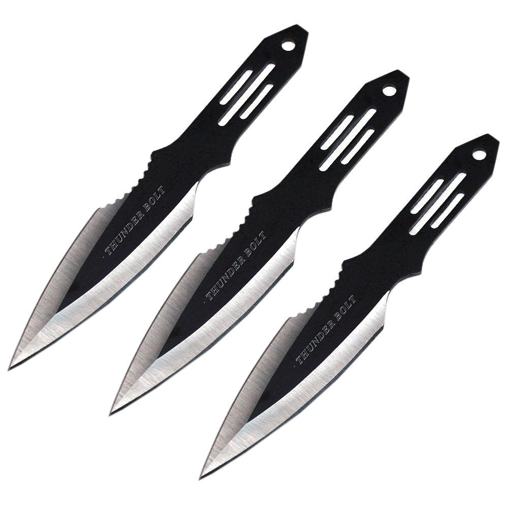 Ace Martial Arts Supply Ninja Stealth Black Throwing Knives with Nylon –