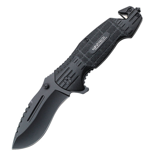 Ace Martial Arts 8" Assisted All Black Rescue Knife (Black)