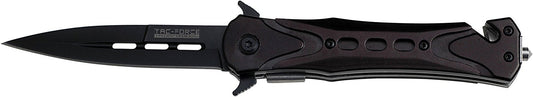 TAC Force TF-719BK Assisted Opening Folding Tactical Knife 4.5-Inch Closed, Black Blade, Black Handle