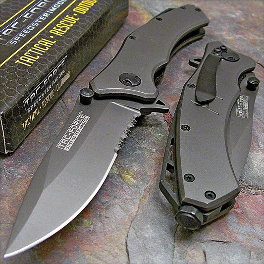 Tac-force Grey Titantium Tactical Rescue Folding Pocket Knife