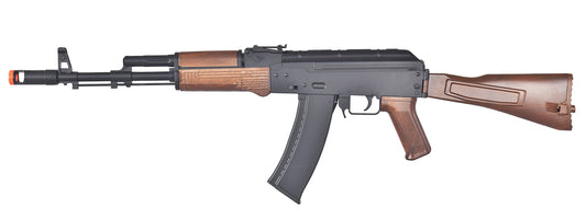 WELL D74 AK-74 PLASTIC GEAR AIRSOFT GUN (COLOR: BLACK & WOOD)